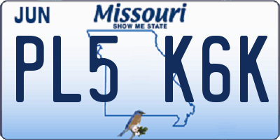 MO license plate PL5K6K