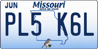 MO license plate PL5K6L