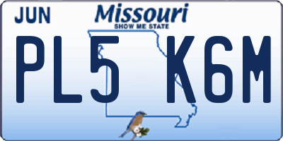 MO license plate PL5K6M