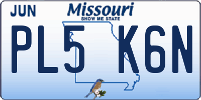 MO license plate PL5K6N
