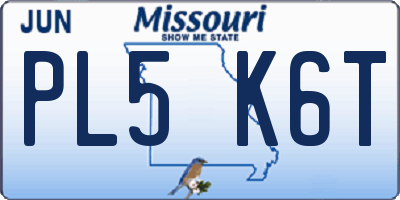 MO license plate PL5K6T