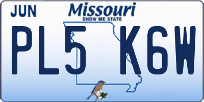 MO license plate PL5K6W