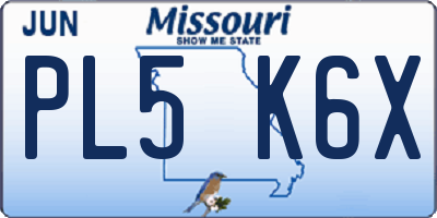 MO license plate PL5K6X