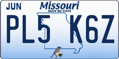 MO license plate PL5K6Z