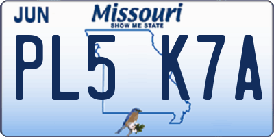 MO license plate PL5K7A