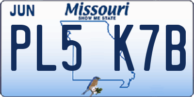 MO license plate PL5K7B