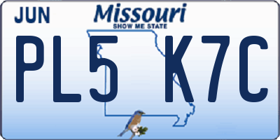 MO license plate PL5K7C