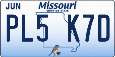MO license plate PL5K7D