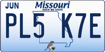 MO license plate PL5K7E