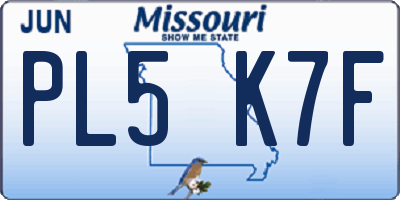 MO license plate PL5K7F