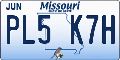MO license plate PL5K7H