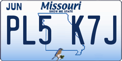 MO license plate PL5K7J