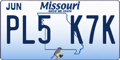 MO license plate PL5K7K