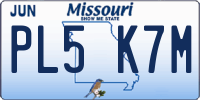 MO license plate PL5K7M