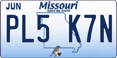 MO license plate PL5K7N