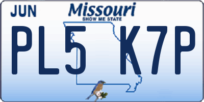 MO license plate PL5K7P