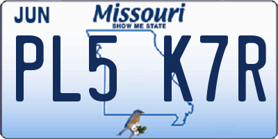 MO license plate PL5K7R