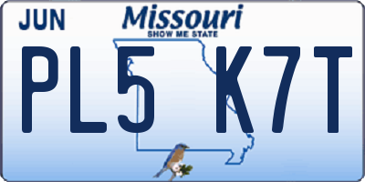 MO license plate PL5K7T