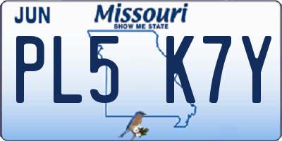 MO license plate PL5K7Y