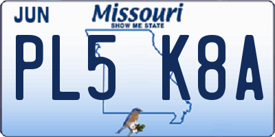 MO license plate PL5K8A