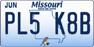 MO license plate PL5K8B