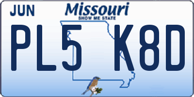 MO license plate PL5K8D