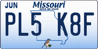 MO license plate PL5K8F