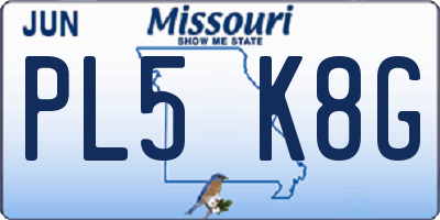 MO license plate PL5K8G