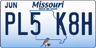 MO license plate PL5K8H