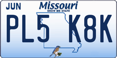 MO license plate PL5K8K