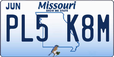 MO license plate PL5K8M
