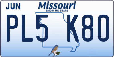 MO license plate PL5K8O