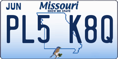 MO license plate PL5K8Q