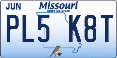 MO license plate PL5K8T