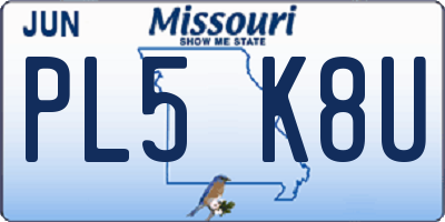 MO license plate PL5K8U
