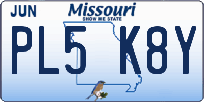 MO license plate PL5K8Y