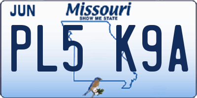 MO license plate PL5K9A