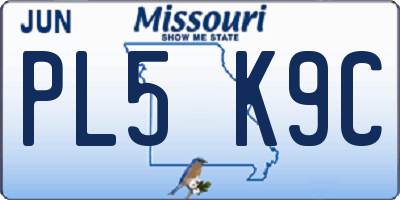 MO license plate PL5K9C