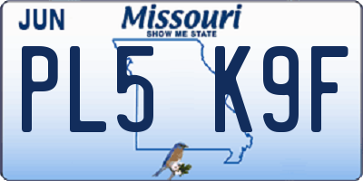 MO license plate PL5K9F