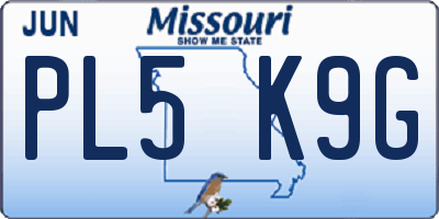MO license plate PL5K9G