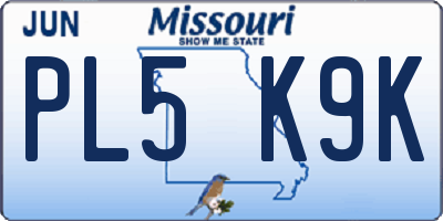 MO license plate PL5K9K