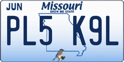 MO license plate PL5K9L