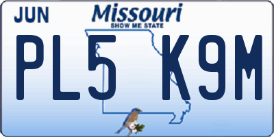 MO license plate PL5K9M