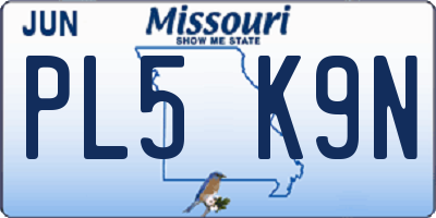 MO license plate PL5K9N