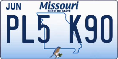 MO license plate PL5K9O