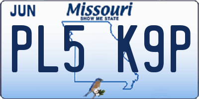 MO license plate PL5K9P