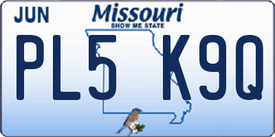 MO license plate PL5K9Q