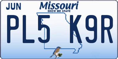 MO license plate PL5K9R