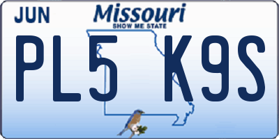 MO license plate PL5K9S