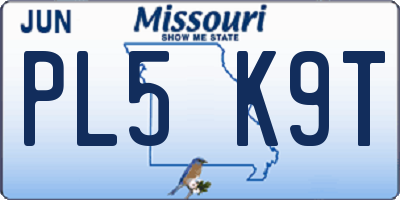 MO license plate PL5K9T
